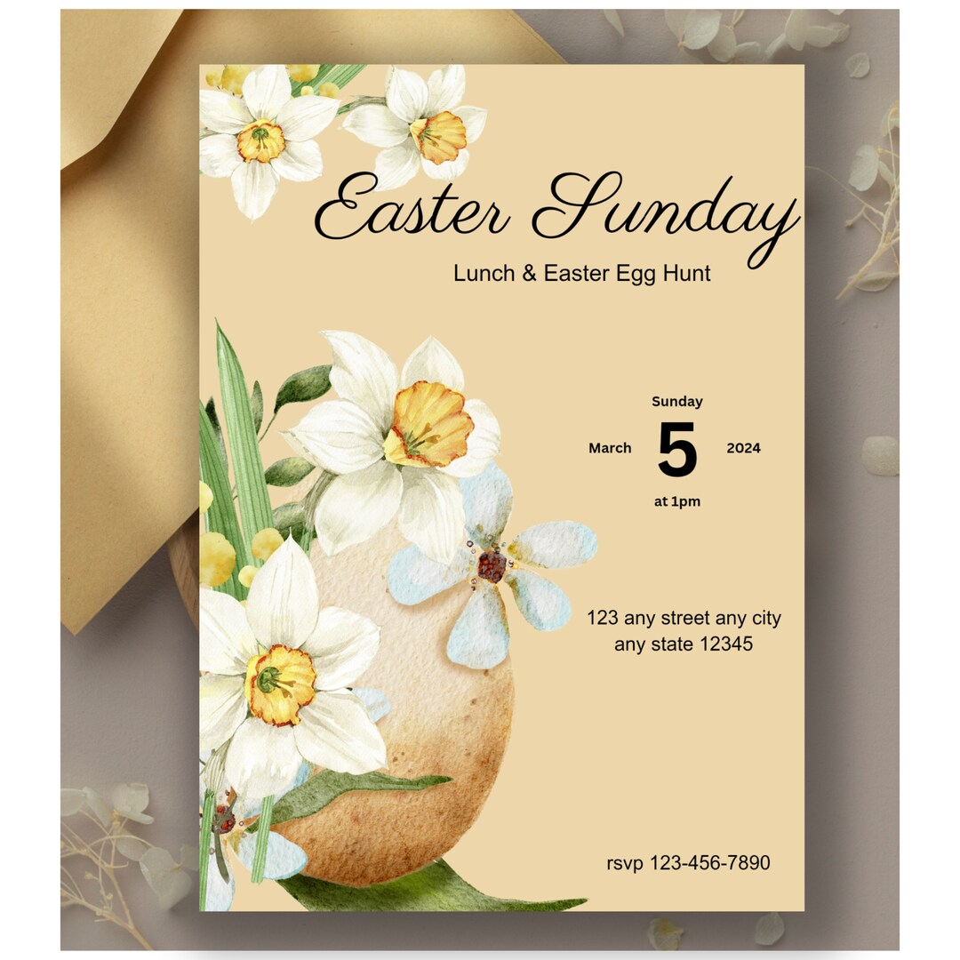 Easter Sunday Lunch And Egg Hunt Invitation, Personalized, Printable, Digital Download | MakerPlace by Michaels easter-sunday-lunch-and-egg-hunt-invitation-personalized-printable-digital-download-makerplace-by-michaels